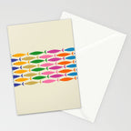 Fish Stripe Colorful Minimalist Mid Century Modern Fish Pattern Stationery Card Gallery Image 2