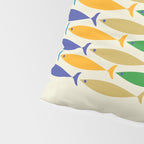 Fish Stripe Colorful Minimalist Mid Century Modern Fish Pattern Pillow Sham Gallery Image 4