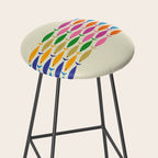 Fish Stripe Colorful Minimalist Mid Century Modern Fish Pattern Stool Gallery Image 2