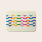 Fish Stripe Colorful Minimalist Mid Century Modern Fish Pattern Bath Mat Gallery Image 1