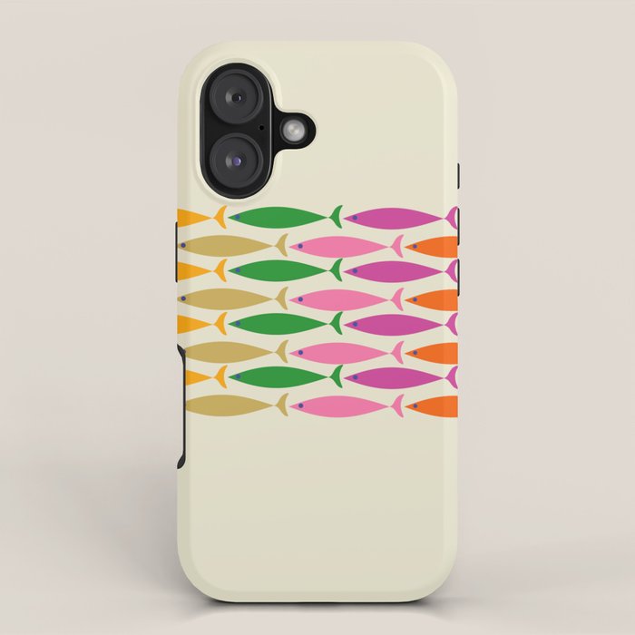 Fish Stripe Colorful Minimalist Mid Century Modern Fish Pattern iPhone Case Gallery Image 1