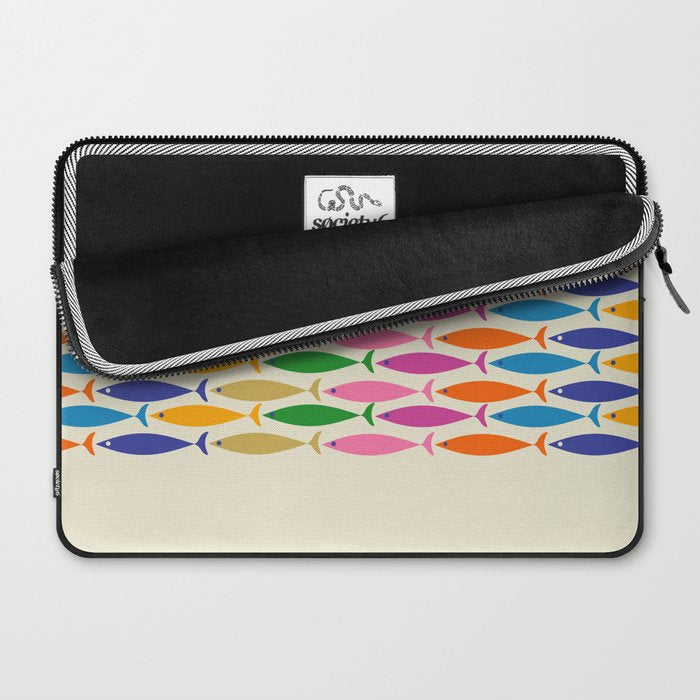 Fish Stripe Colorful Minimalist Mid Century Modern Fish Pattern Laptop Sleeve Gallery Image 2