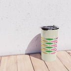 Fish Stripe Colorful Minimalist Mid Century Modern Fish Pattern Travel Mug Gallery Image 4
