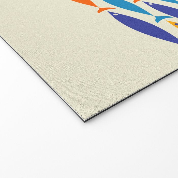 Fish Stripe Colorful Minimalist Mid Century Modern Fish Pattern Welcome Mat Gallery Image 2