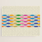 Fish Stripe Colorful Minimalist Mid Century Modern Fish Pattern Jigsaw Puzzle Gallery Image 1