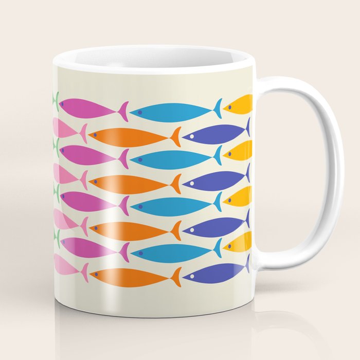 Fish Stripe Colorful Minimalist Mid Century Modern Fish Pattern Coffee Mug Gallery Image 1