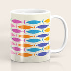 Fish Stripe Colorful Minimalist Mid Century Modern Fish Pattern Coffee Mug Gallery Image 1