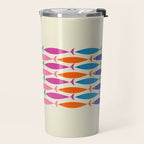 Fish Stripe Colorful Minimalist Mid Century Modern Fish Pattern Travel Mug Gallery Image 2