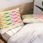 Fish Stripe Colorful Minimalist Mid Century Modern Fish Pattern Pillow Sham Gallery Image 2