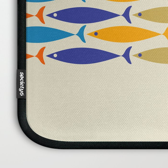 Fish Stripe Colorful Minimalist Mid Century Modern Fish Pattern Laptop Sleeve Gallery Image 3