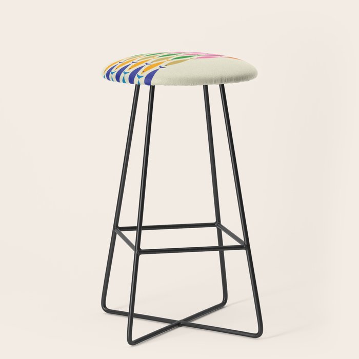 Fish Stripe Colorful Minimalist Mid Century Modern Fish Pattern Stool Gallery Image 1