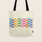 Fish Stripe Colorful Minimalist Mid Century Modern Fish Pattern Tote Bag Gallery Image 1