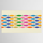 Fish Stripe Colorful Minimalist Mid Century Modern Fish Pattern Tablecloth Gallery Image 2