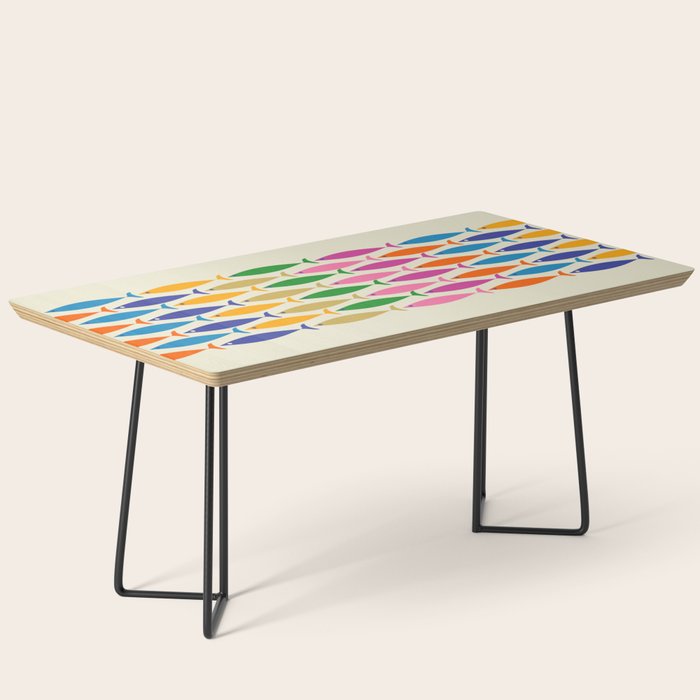 Fish Stripe Colorful Minimalist Mid Century Modern Fish Pattern Coffee Table Gallery Image 1