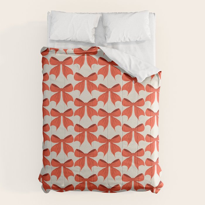 Elegant Red Bow Pattern: A Classic and Stylish Design Comforter Gallery Image 1