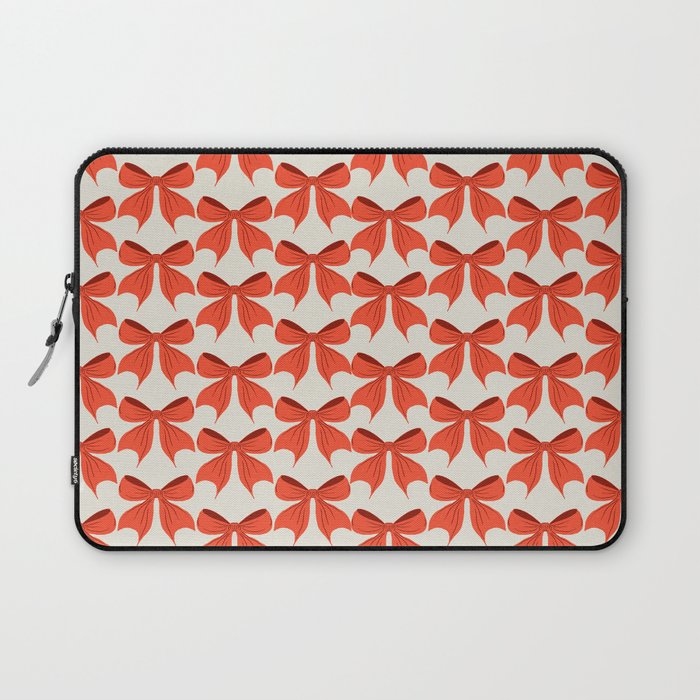 Elegant Red Bow Pattern: A Classic and Stylish Design Laptop Sleeve Gallery Image 1