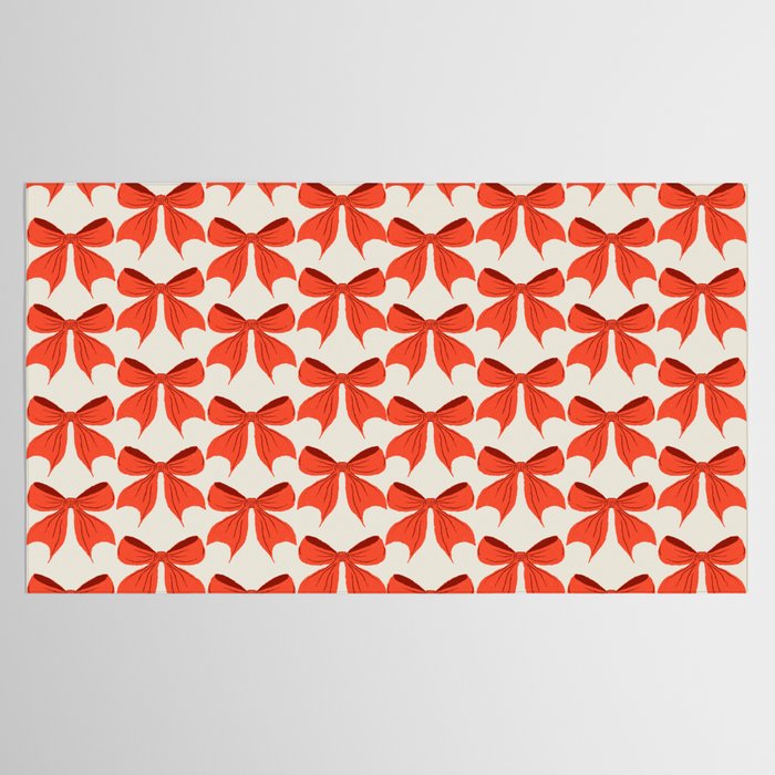 Elegant Red Bow Pattern: A Classic and Stylish Design Tablecloth Gallery Image 2