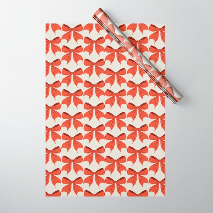 Elegant Red Bow Pattern: A Classic and Stylish Design Wrapping Paper Gallery Image 1