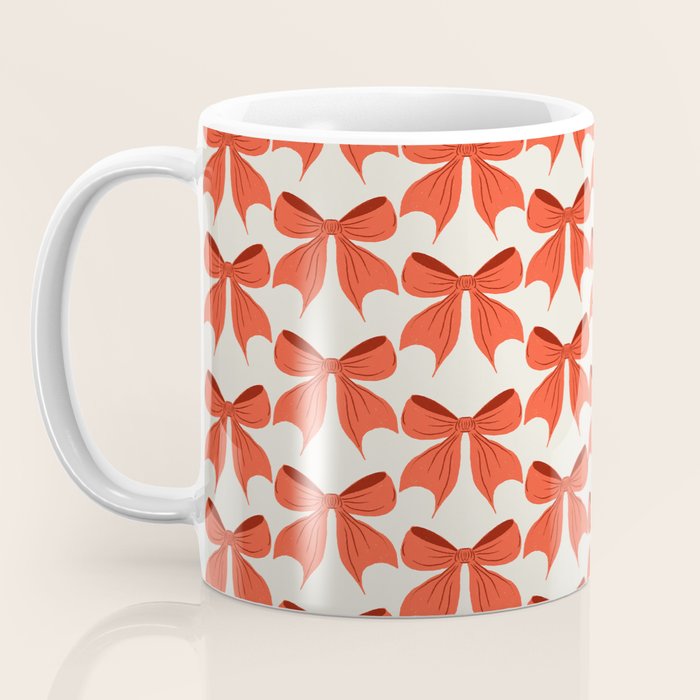 Elegant Red Bow Pattern: A Classic and Stylish Design Coffee Mug Gallery Image 3