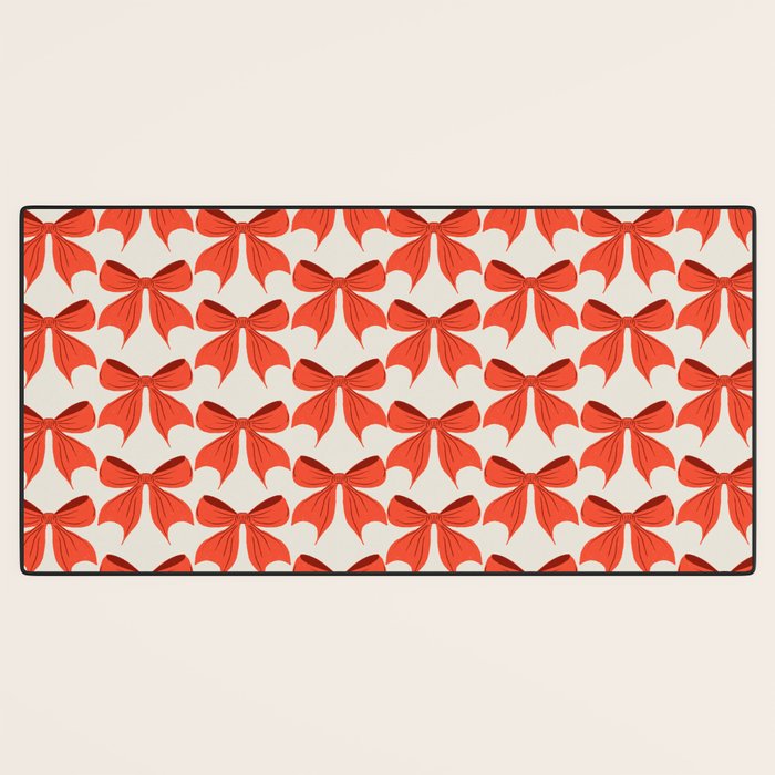 Elegant Red Bow Pattern: A Classic and Stylish Design Desk Mat Gallery Image 3