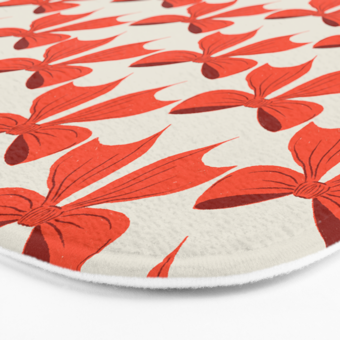 Elegant Red Bow Pattern: A Classic and Stylish Design Bath Mat Gallery Image 3