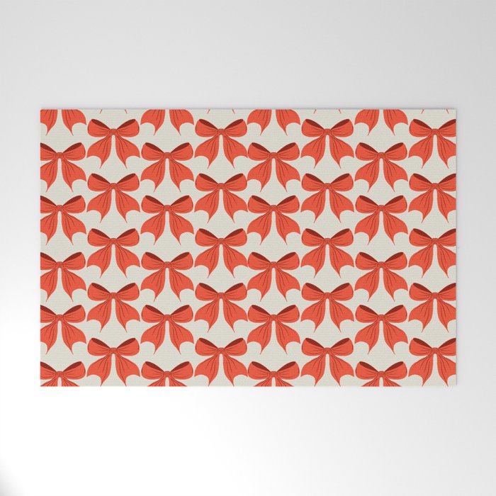 Elegant Red Bow Pattern: A Classic and Stylish Design Welcome Mat Gallery Image 1
