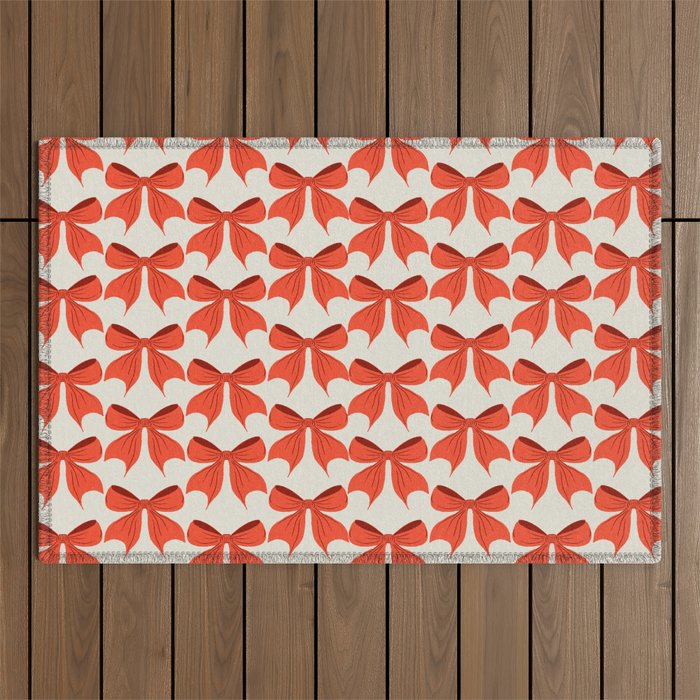 Elegant Red Bow Pattern: A Classic and Stylish Design Outdoor Rug Gallery Image 1