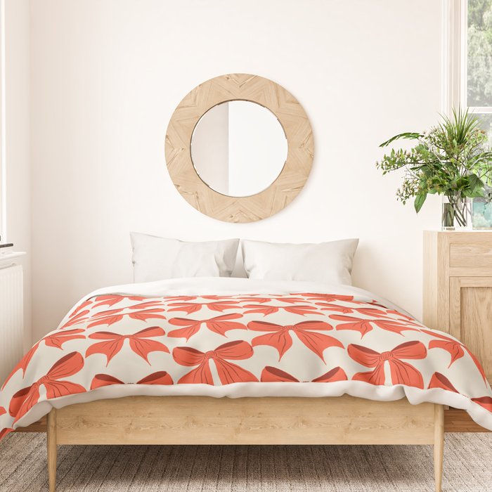 Elegant Red Bow Pattern: A Classic and Stylish Design Duvet Cover Gallery Image 3