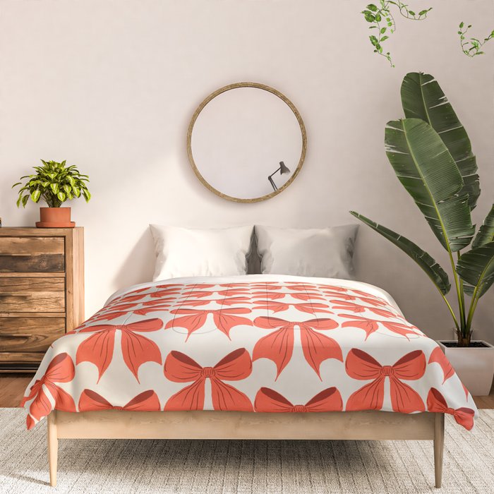 Elegant Red Bow Pattern: A Classic and Stylish Design Comforter Gallery Image 3