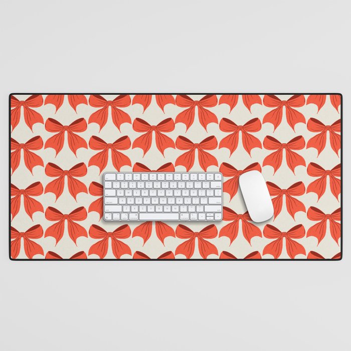 Elegant Red Bow Pattern: A Classic and Stylish Design Desk Mat Gallery Image 1