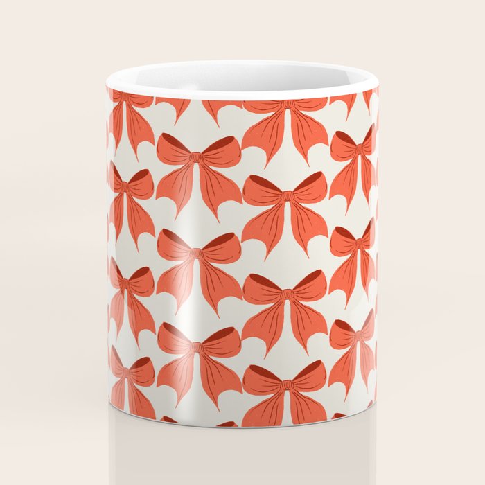 Elegant Red Bow Pattern: A Classic and Stylish Design Coffee Mug Gallery Image 4