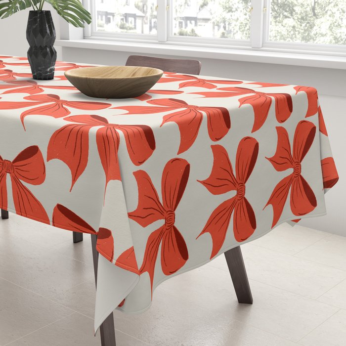 Elegant Red Bow Pattern: A Classic and Stylish Design Tablecloth Gallery Image 3
