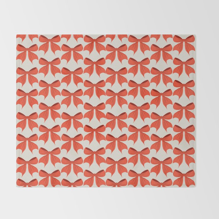 Elegant Red Bow Pattern: A Classic and Stylish Design Throw Blanket Gallery Image 2