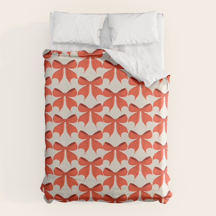 Elegant Red Bow Pattern: A Classic and Stylish Design Duvet Cover Gallery Image 6