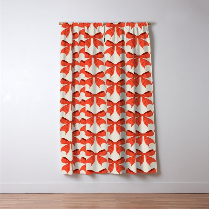 Elegant Red Bow Pattern: A Classic and Stylish Design Window Curtain Gallery Image 3