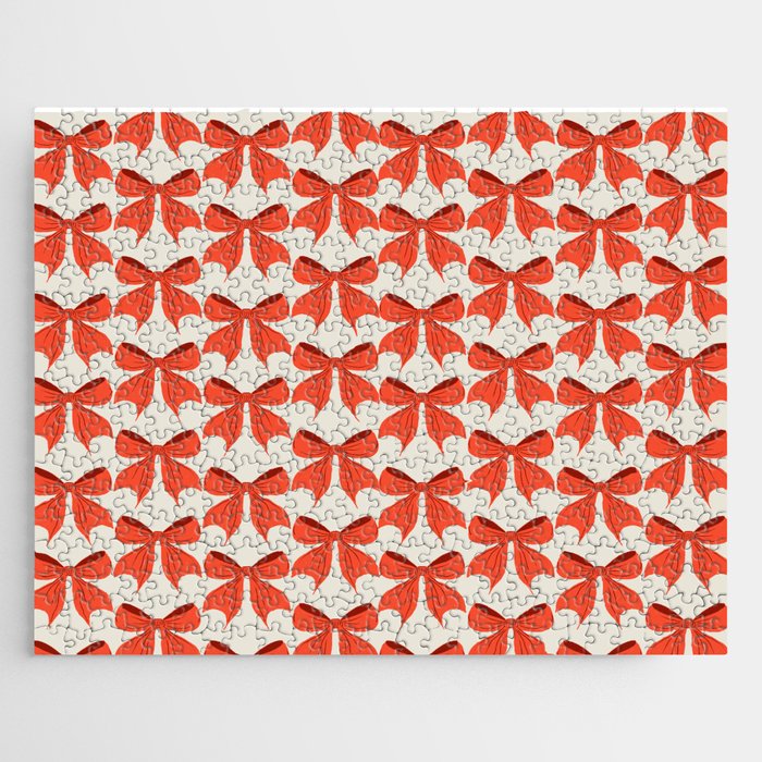 Elegant Red Bow Pattern: A Classic and Stylish Design Jigsaw Puzzle Gallery Image 1