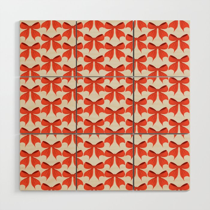 Elegant Red Bow Pattern: A Classic and Stylish Design Wood Wall Art Gallery Image 1