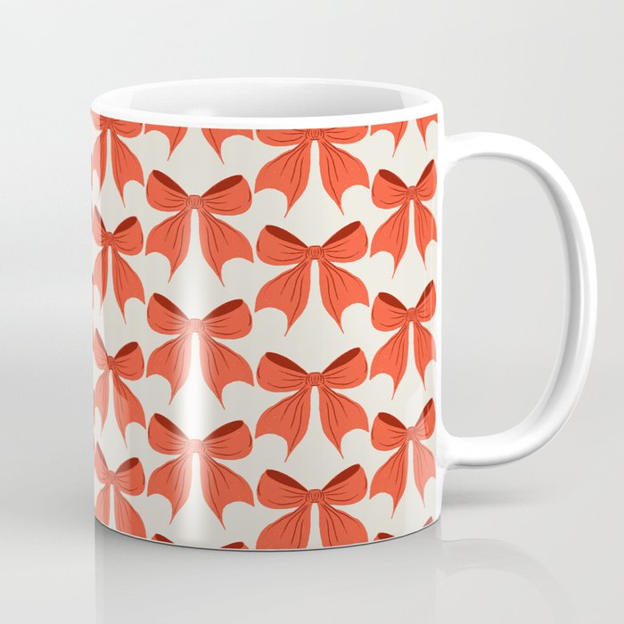 Elegant Red Bow Pattern: A Classic and Stylish Design Coffee Mug Gallery Image 1