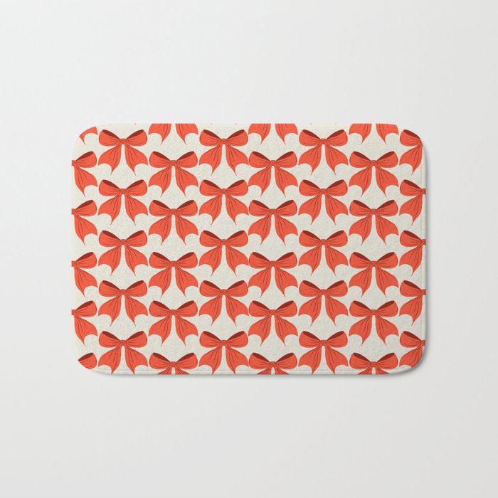 Elegant Red Bow Pattern: A Classic and Stylish Design Bath Mat Gallery Image 1
