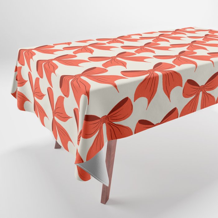 Elegant Red Bow Pattern: A Classic and Stylish Design Tablecloth Gallery Image 1