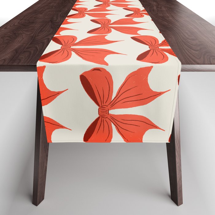 Elegant Red Bow Pattern: A Classic and Stylish Design Table Runner Gallery Image 1