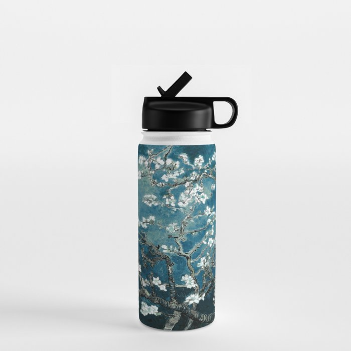 Van Gogh Almond Blossoms : Dark Teal Water Bottle Gallery Image 1