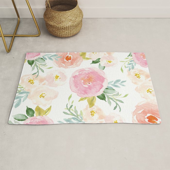 Sweet Pink Blooms (Floral 02) Rug Gallery Image 1