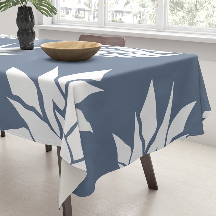 Festive, Tropical, Pineapples, Blue and White Tablecloth Gallery Image 3