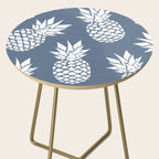 Festive, Tropical, Pineapples, Blue and White Side Table Gallery Image 2