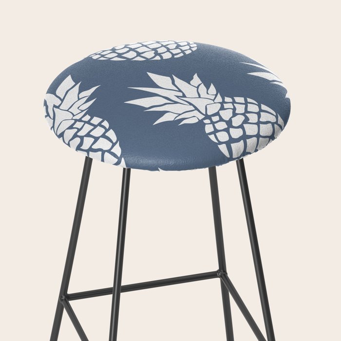 Festive, Tropical, Pineapples, Blue and White Stool Gallery Image 2