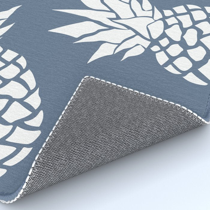 Festive, Tropical, Pineapples, Blue and White Rug Gallery Image 4