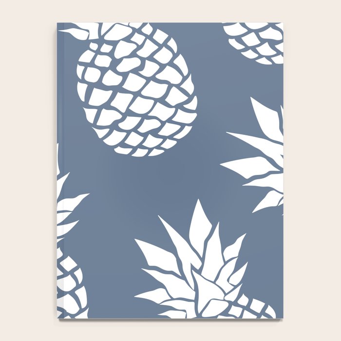 Festive, Tropical, Pineapples, Blue and White Notebook Gallery Image 4