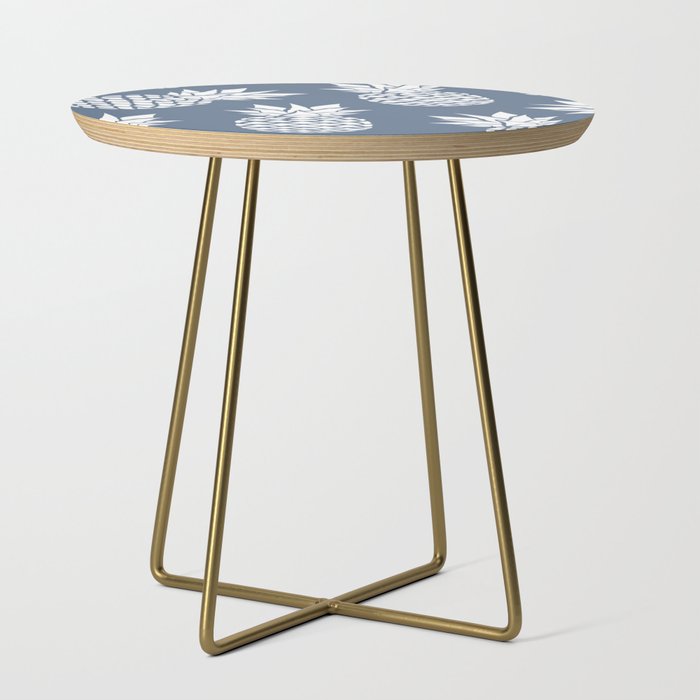 Festive, Tropical, Pineapples, Blue and White Side Table Gallery Image 1