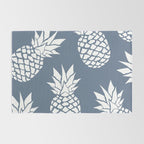 Festive, Tropical, Pineapples, Blue and White Rug Gallery Image 2
